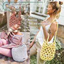 Load image into Gallery viewer, girl-woman-with-handmade-tote-bag-cotton-rope
