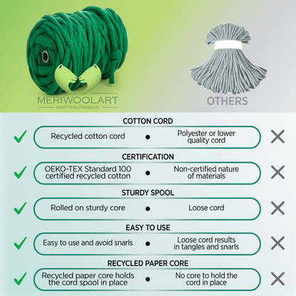 EMERALD GREEN RECYCLED COTTON CORD 10 MM, 60 M