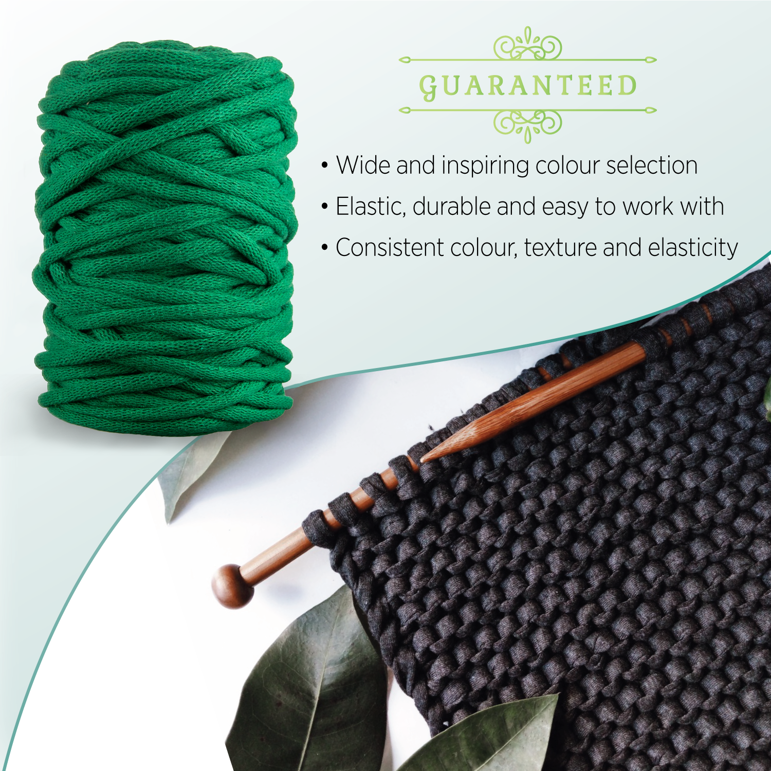 EMERALD GREEN RECYCLED COTTON CORD 10 MM, 60 M