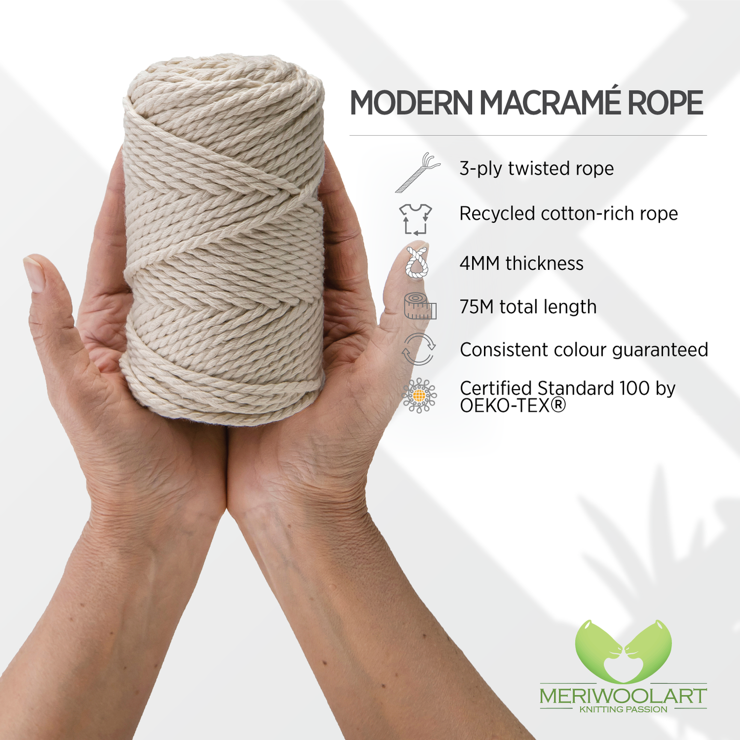 CORDE MACRAMÉ NATURELLE 4 MM, 75 M INFOGRAPHIQUE