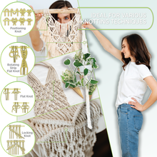 Load image into Gallery viewer,  woman-holding-macrame-plant-hanger-macrame-knots
