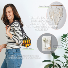 Load image into Gallery viewer, woman-girl-with-natural-macrame-grocery-bag-handmade-accessories
