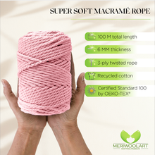 Load image into Gallery viewer, LIGHT PINK MACRAMÉ ROPE 6 MM, 100 M

