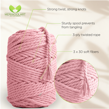 Load image into Gallery viewer, LIGHT PINK MACRAMÉ ROPE 6 MM, 100 M

