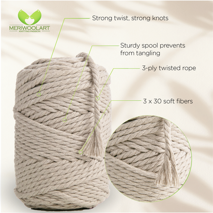 SAND MACRAMÉ ROPE 6 MM, 100 M