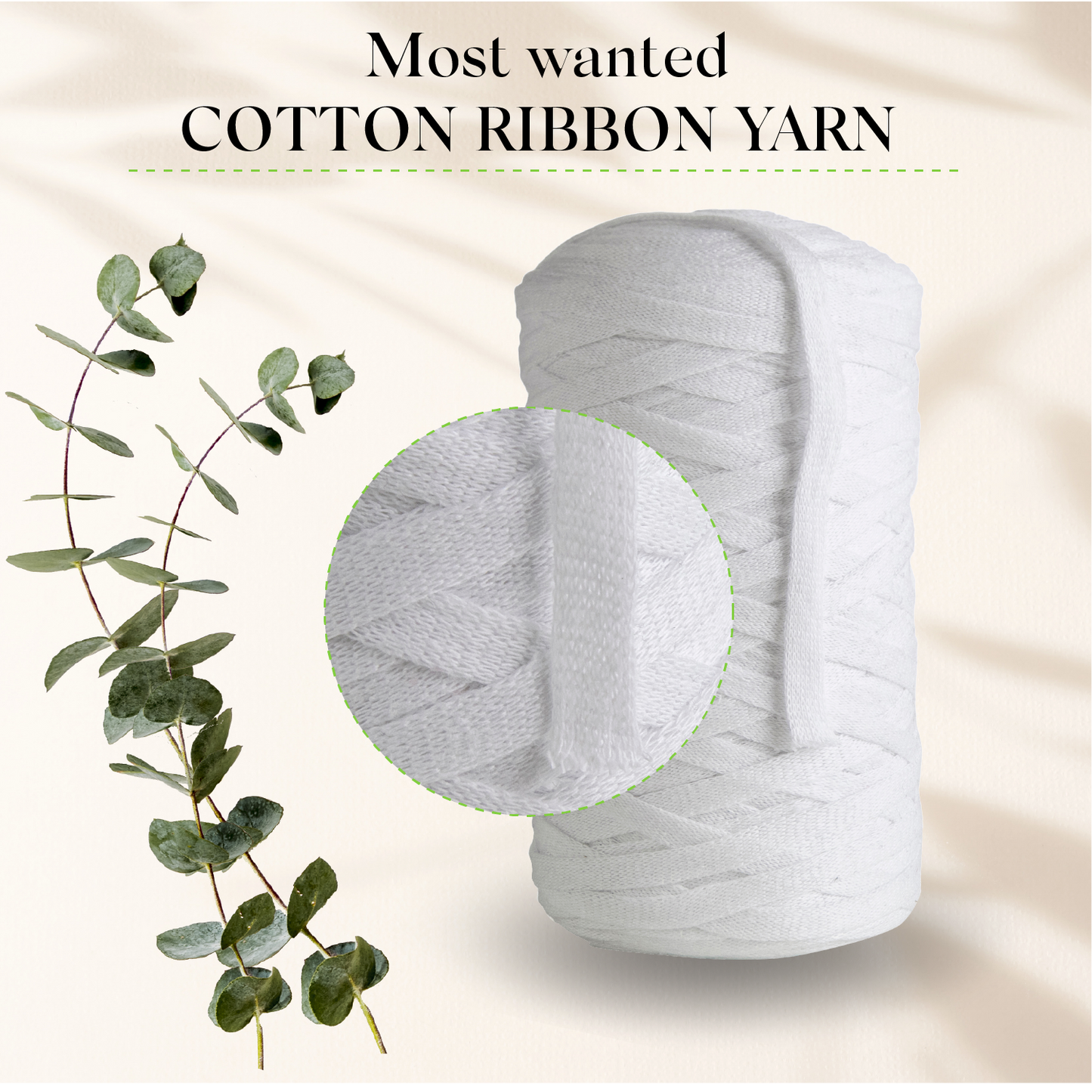 White Cotton Ribbon 10mm 150m