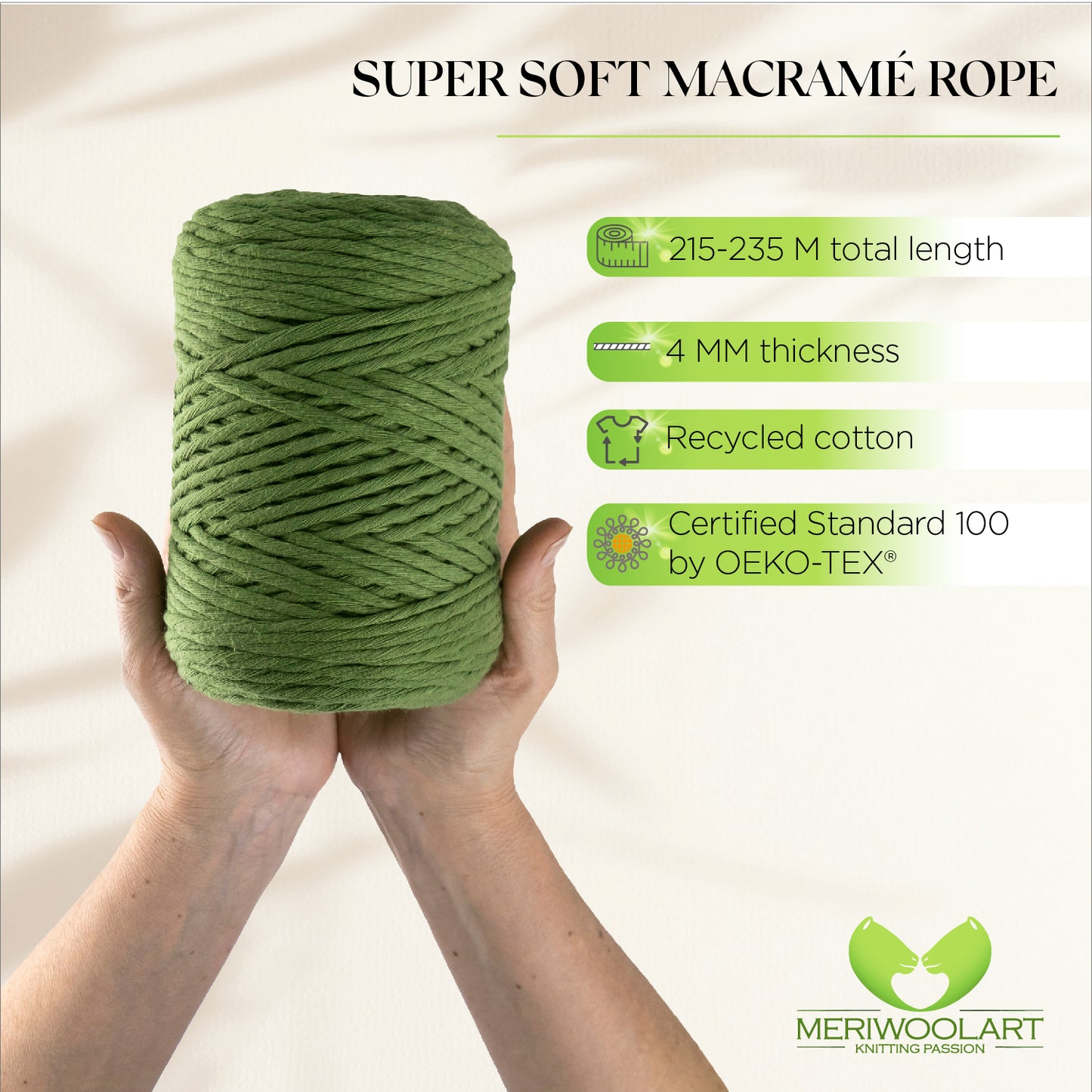 Salbei Single Twisted Macramé 4mm 225m