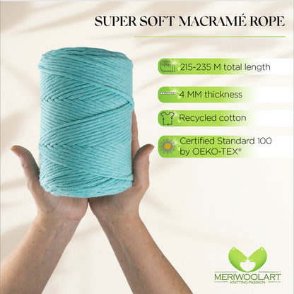 Aqua Single Twisted Macramé 4mm 225m