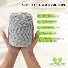 Load image into Gallery viewer, LIGHT GREY MACRAMÉ ROPE 6 MM, 100 M
