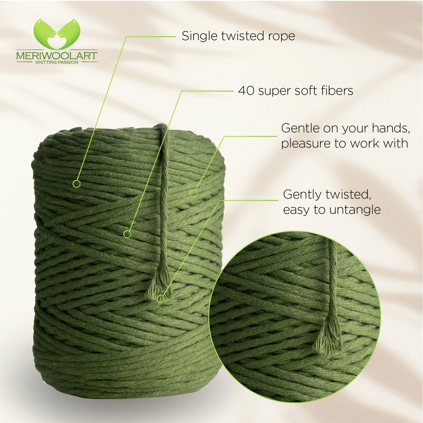 Salbei Single Twisted Macramé 4mm 225m