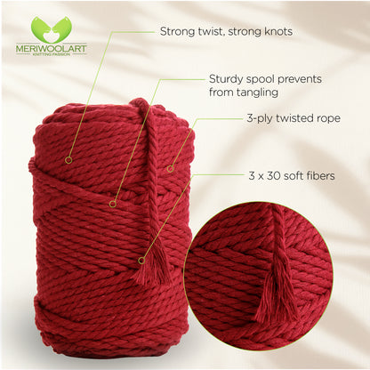 RED MACRAMÉ ROPE 6 MM, 100 M