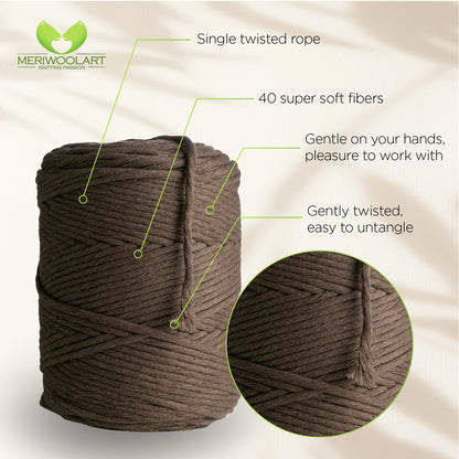 Brown Single Twisted Macramé 4mm 225m