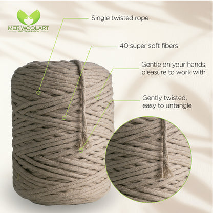 Dark Sand Single Twisted Macramé 4mm 225m