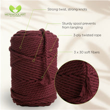 Load image into Gallery viewer, BURGUNDY MACRAMÉ ROPE 6 MM, 100 M
