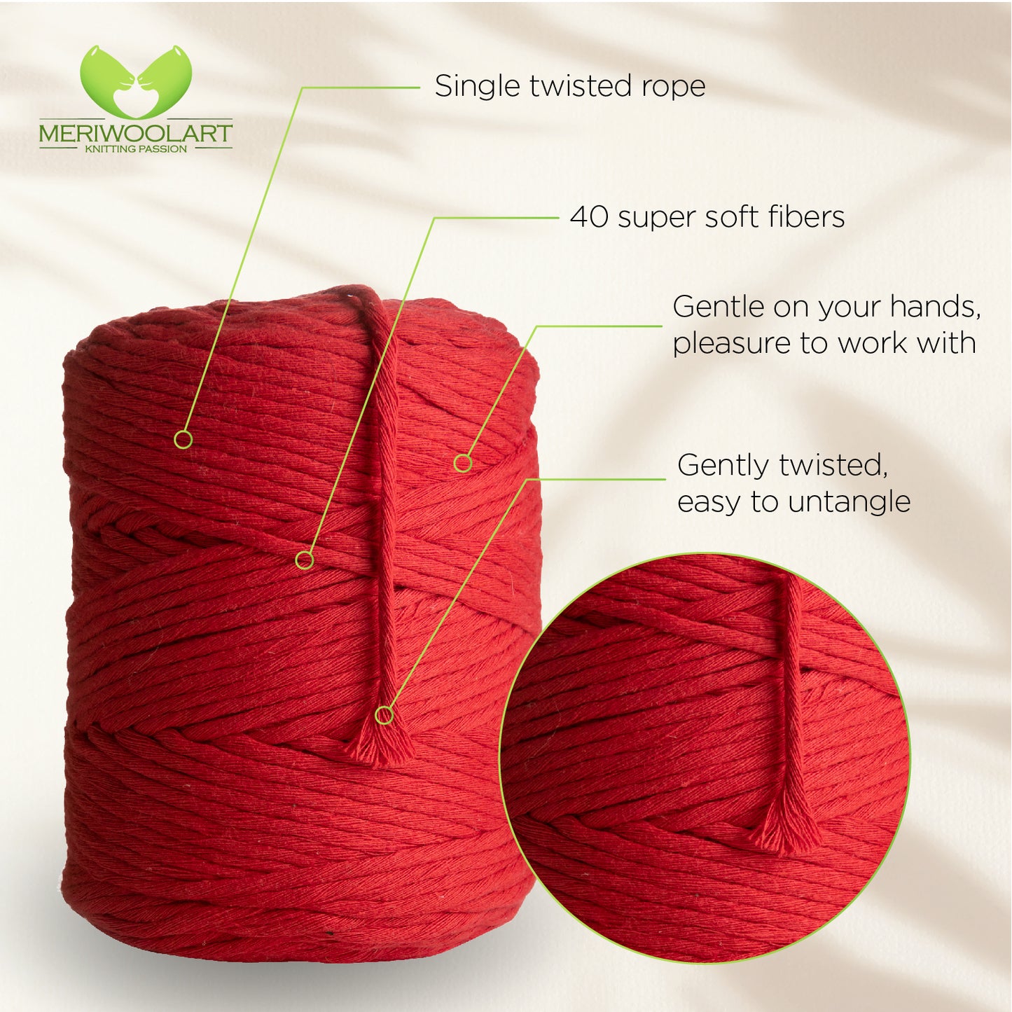 Red Single Twisted Macramé 4mm 225m