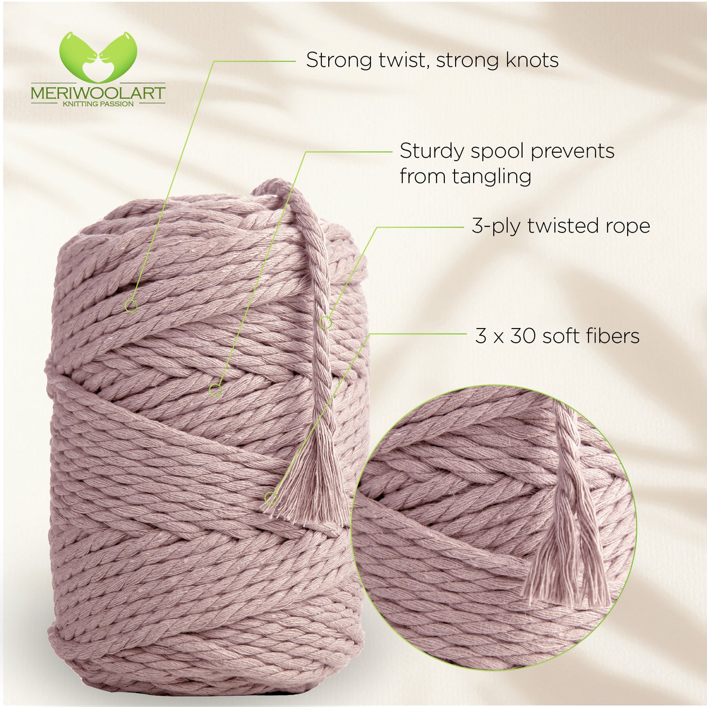 PINK MACRAMÉ ROPE 6 MM, 100 M