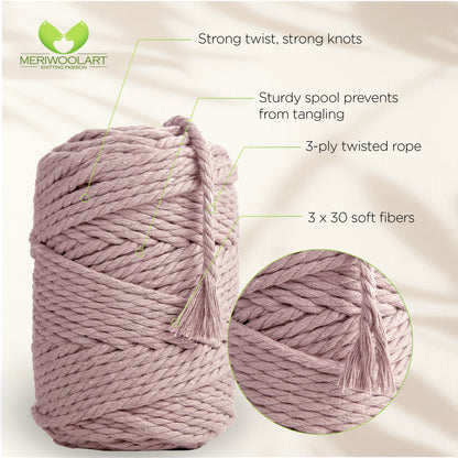 PINK MACRAMÉ ROPE 6 MM, 100 M