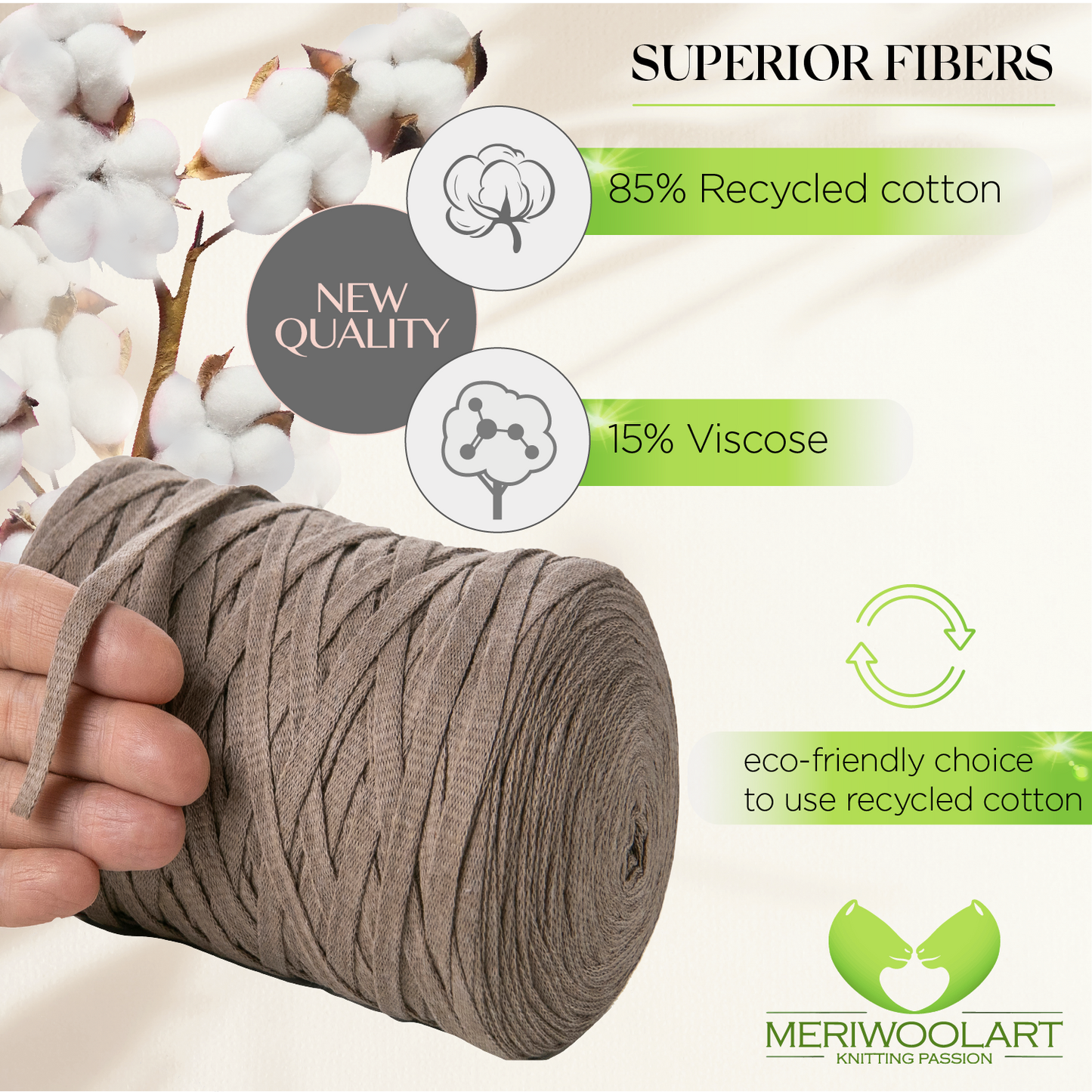 Dark Sand Cotton Ribbon 10mm 150m