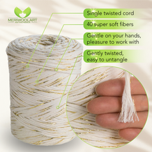 Load image into Gallery viewer, Natural Lurex Single Twisted Macramé 3mm 200m
