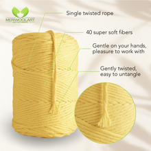 Load image into Gallery viewer, Yellow Single Twisted Macramé 4mm 225m
