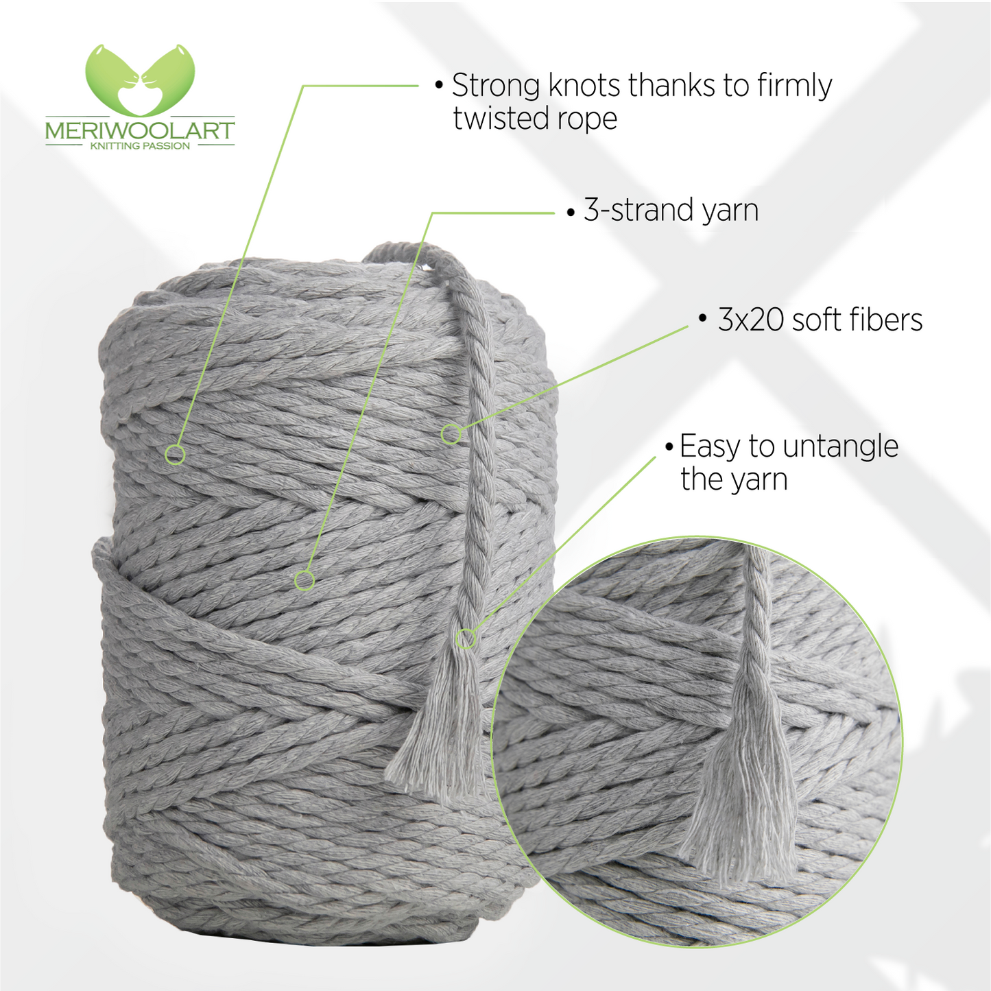 CORDE MACRAMÉ GRIS CLAIR 4 MM, 75 M INFOGRAPHIQUE