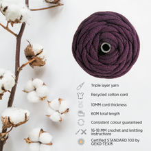 Load image into Gallery viewer, LILA RECYCLED COTTON CORD 10 MM, 60 M

