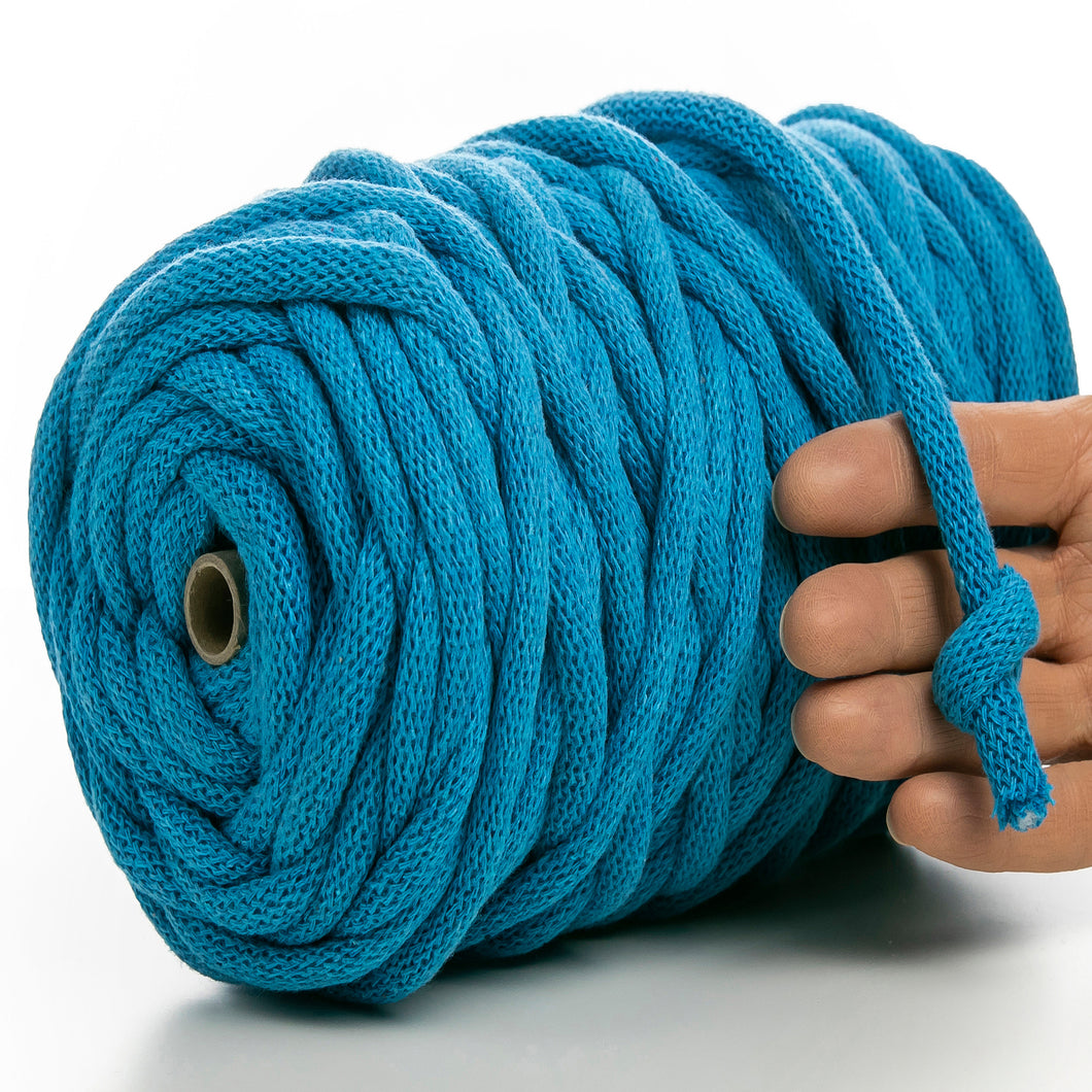 TURQUOISE RECYCLED COTTON CORD 10 MM, 60 M