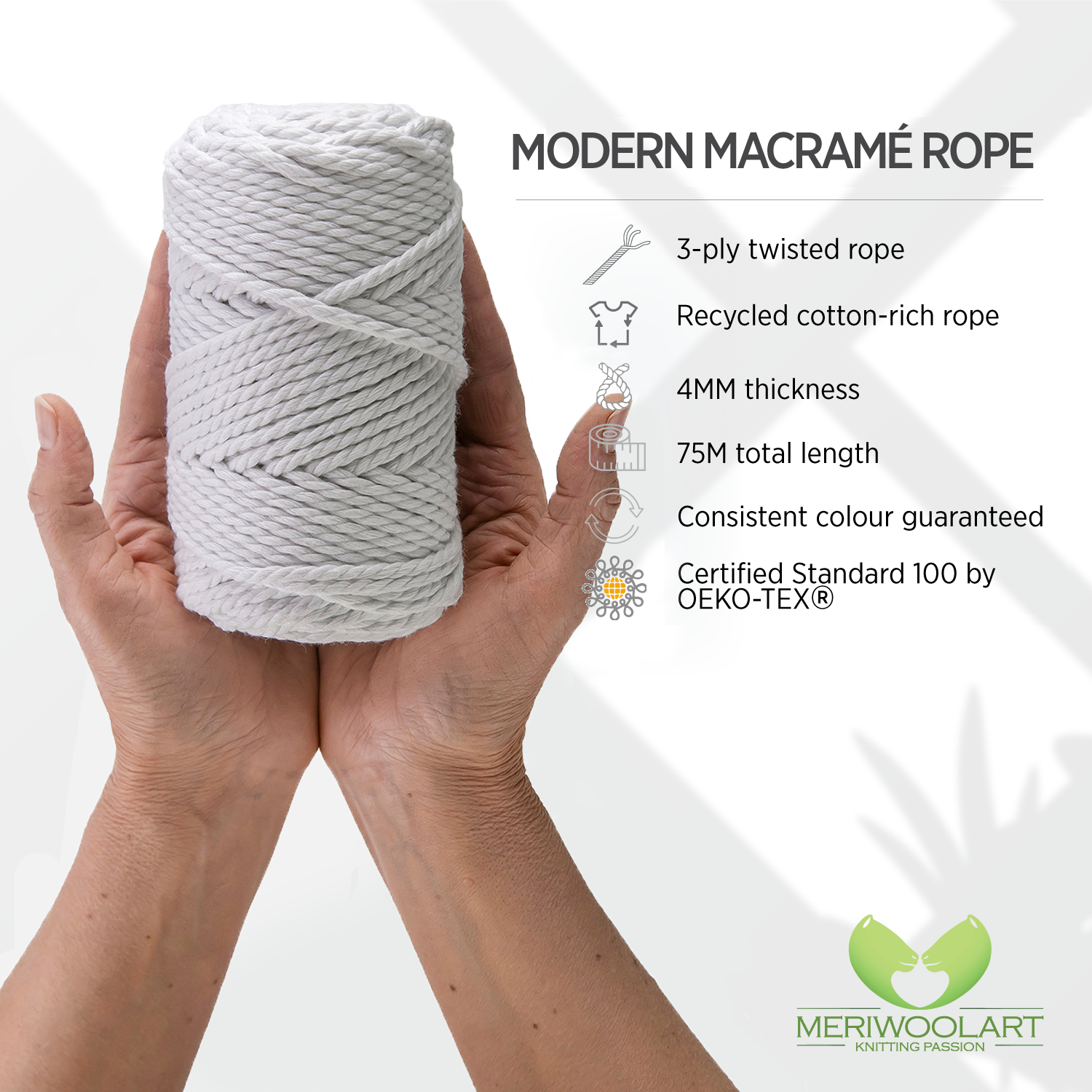 WHITE MACRAME  ROPE 4 MM, 75 M INFOGRAPHIC