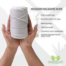 Load image into Gallery viewer, WHITE MACRAME  ROPE 4 MM, 75 M INFOGRAPHIC
