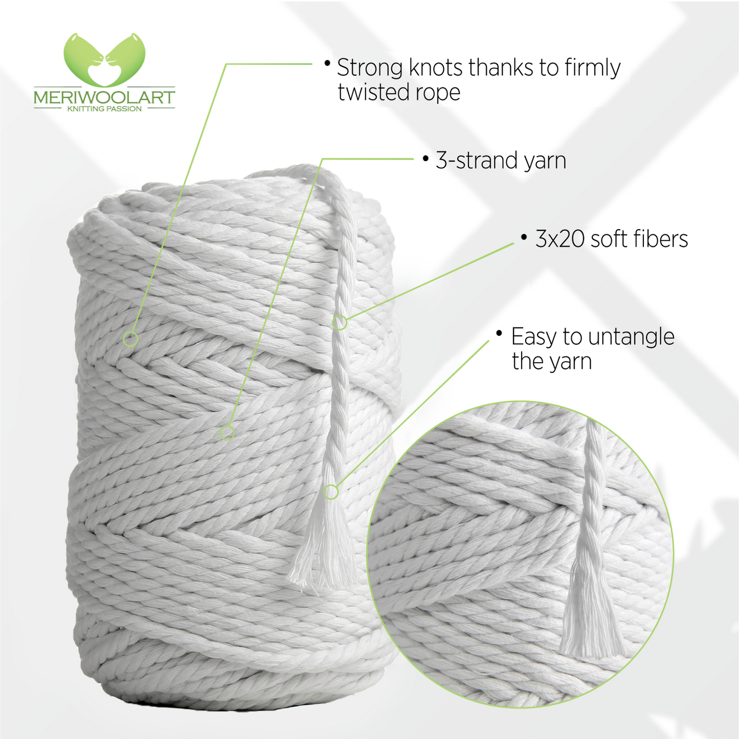 WHITE MACRAME  ROPE 4 MM, 75 M INFOGRAPHIC